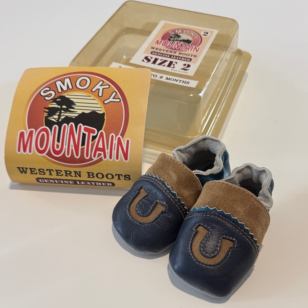 Kids Western Boots - Blue and Brown